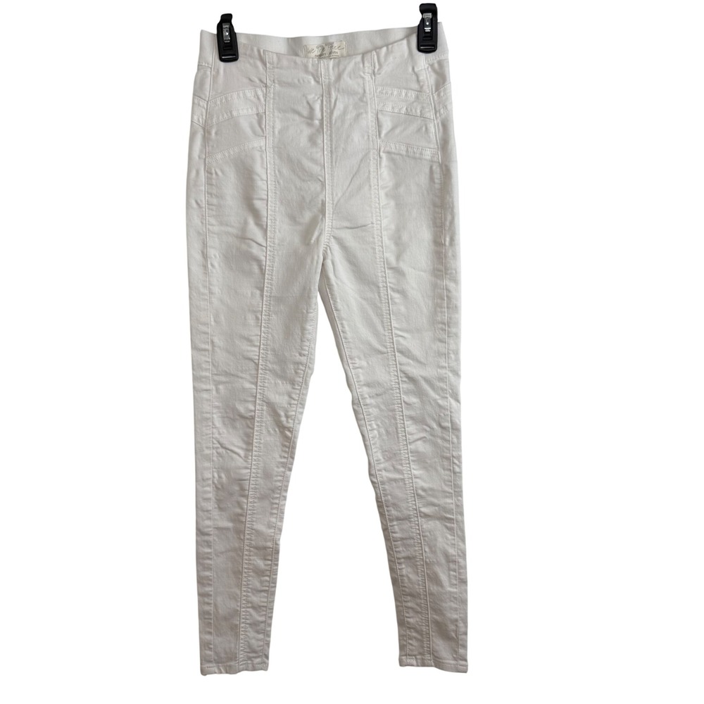 Free People We The Free Skinny Jeans 27 White High Rise Paneled Seam Minimalist